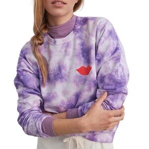 Clare V. Purple Iris Tie-Dye Lips Sweatshirt | Size S | Made in USA